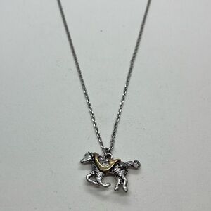 Silver and Gold Horse Pendant Necklace - Women's Jewelry